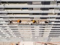 Aerial image of a suspended platform for cleaning windows in a building in Lima Peru. Royalty Free Stock Photo