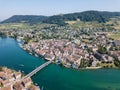 Aerial image of Swiss old town Stein am Rhein Royalty Free Stock Photo