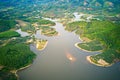 Aerial image of tea plantations on islands.