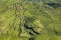 Aerial image of typical countryside landscape of Planalto da Achada central plateau of Ilha do Pico Island, Azores Royalty Free Stock Photo