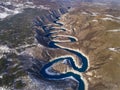 Aerial image of Uvac canyon in Serbia