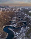 Aerial image of Uvac canyon in Serbia Royalty Free Stock Photo