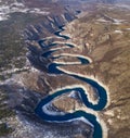 Aerial image of Uvac canyon in Serbia Royalty Free Stock Photo