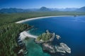 Aerial image of Vargas Island, Tofino, BC, Canada