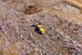 Yellow Landfill compactor at Municipal Solid waste compound. Royalty Free Stock Photo