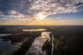 Aerial images of artificial lakes in the German region called Niederrhein