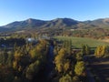 Aerial Images of  Pacific Northwest Rural Farms, Rivers and endless Forrests.  OREGON Royalty Free Stock Photo