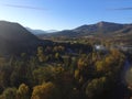 Aerial Images of  Pacific Northwest Rural Farms, Rivers and endless Forrests. Southern OREGON Royalty Free Stock Photo