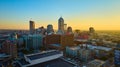 Aerial Indianapolis Skyline at Sunrise with Courthouse and Skyscrapers Royalty Free Stock Photo