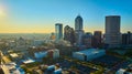 Aerial Indianapolis Skyline at Sunrise with Golden Light Royalty Free Stock Photo