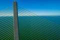 Aerial inspection suspension cable bridge Royalty Free Stock Photo