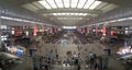 Aerial interior view of the Busy Shanghai Train station terminal Royalty Free Stock Photo