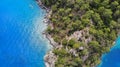 Aerial. Island in a blue sea