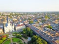 Aerial Jackson Square Saint Louis Cathedral church in New Orleans, Louisiana Royalty Free Stock Photo