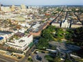 Aerial Jackson Square Saint Louis Cathedral church in New Orleans, Louisiana Royalty Free Stock Photo