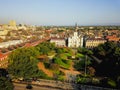 Aerial Jackson Square Saint Louis Cathedral church in New Orleans, Louisiana Royalty Free Stock Photo