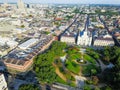 Aerial Jackson Square Saint Louis Cathedral church in New Orleans, Louisiana Royalty Free Stock Photo