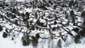 Aerial of the Kanata neighborhood in winter. Suburbian houses covered with snow. Kanata, Ottawa, Ontario, Canada Royalty Free Stock Photo