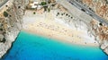 Aerial. Kaputas beach - it is one of the bays of Antalya, Turkey. Located near the city of Kas. The bay is washed by the Mediterra Royalty Free Stock Photo