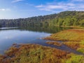 Aerial of Lake Redman in William Kain Park in Jacobus, Pennsylvania Royalty Free Stock Photo