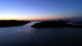 Aerial landscape on background of sunset of Stts Dalniye Zelentsy.