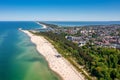 Aerial landscape of the beach in Wladyslawowo by the Baltic Sea at summer. Poland