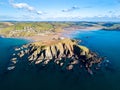 An aerial view of Bigbury On Sea in Devon, UK