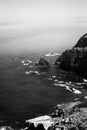 Aerial landscape black and white photo of Portugals coastline Royalty Free Stock Photo