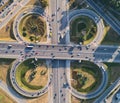 Aerial landscape of busy highway junction road, Transport concept Royalty Free Stock Photo