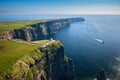 Aerial landscape with the Cliffs of Moher in County Clare, Ireland Royalty Free Stock Photo