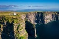 Aerial landscape with the Cliffs of Moher in County Clare, Ireland Royalty Free Stock Photo