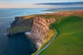 Aerial landscape with the Cliffs of Moher in County Clare, Ireland Royalty Free Stock Photo