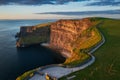 Aerial landscape with the Cliffs of Moher in County Clare, Ireland Royalty Free Stock Photo