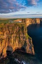 Aerial landscape with the Cliffs of Moher in County Clare, Ireland Royalty Free Stock Photo