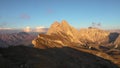 Aerial landscape on the Dolomites, Itlay: Seceda in autumn, a famous landmark with beautiful mountain