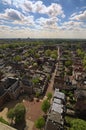 Aerial landscape of downtown of Utrecht. View from tower of St. Martins Cathedral at sunny day