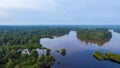 Aerial landscape of forest and river Royalty Free Stock Photo