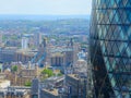 Aerial landscape on London tower bridge and gherkin. aerial view of Tower Bridge and gherkin London. London cityscape. Royalty Free Stock Photo