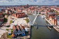 Aerial landscape of the Main Town of Gdansk by the Motlawa river, Poland Royalty Free Stock Photo