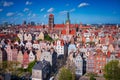 Aerial landscape of the Main Town of Gdansk at spring, Poland