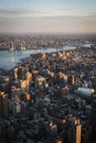Aerial landscape on Manhattan from a high point of view in the evening Royalty Free Stock Photo