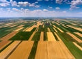 Aerial landscape with multicolor fields Royalty Free Stock Photo