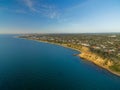 Aerial landscape panorama of Melbourne coastline at dusk