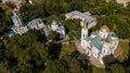 Aerial landscape photo of ancient cathedrals in Chernihiv town Royalty Free Stock Photo