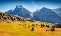Magnificent autumn view of Grindelwald village valley from cableway.