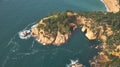 Aerial landscape picture from a Spanish Costa Brava in a sunny day, near the town Palamos Royalty Free Stock Photo