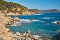 Aerial landscape picture from a Spanish Costa Brava in a sunny day, near the town Palamos Royalty Free Stock Photo