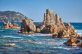 Aerial landscape picture from a Spanish Costa Brava in a sunny day, near the town Palamos Royalty Free Stock Photo