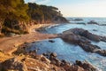 Aerial landscape picture from a Spanish Costa Brava in a sunny day, near the town Palamos Royalty Free Stock Photo