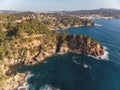 Aerial landscape picture from a Spanish Costa Brava in a sunny day, near the town Palamos Royalty Free Stock Photo